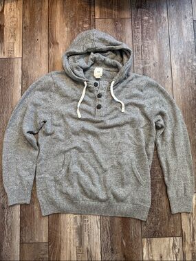 Men’s H&M Light Gray Hooded Henley Sweater